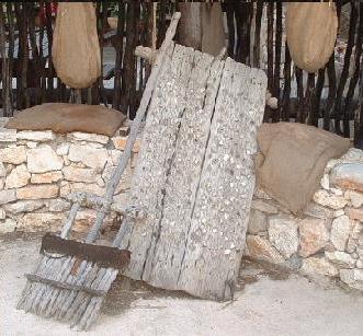 The rake & board used for the threshing of wheat